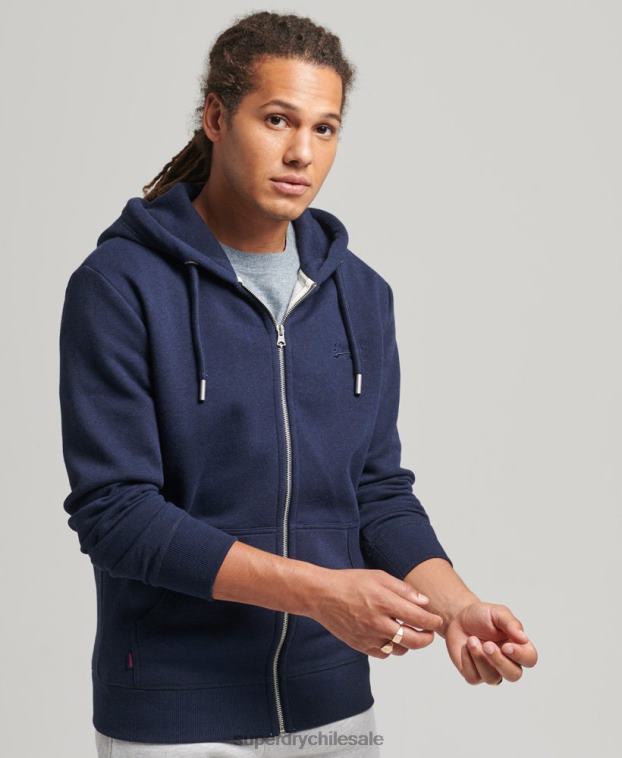 hombres Superdry Armada sudadera con capucha y cremallera de algodón orgánico con logo vintage bordado 2R68Z5052
