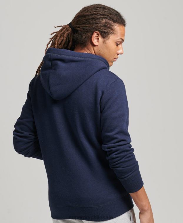 hombres Superdry Armada sudadera con capucha y cremallera de algodón orgánico con logo vintage bordado 2R68Z5052