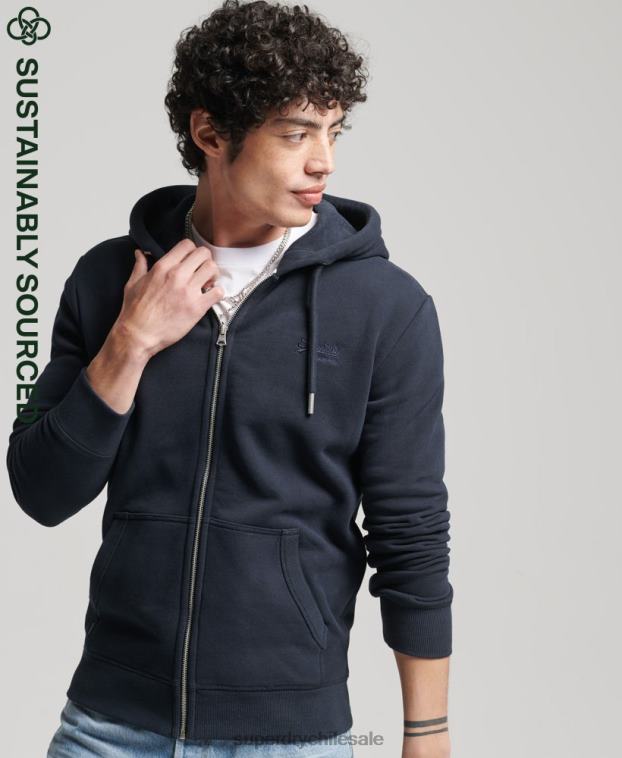 hombres Superdry Armada sudadera con capucha y cremallera de algodón orgánico con logo vintage bordado 2R68Z5183