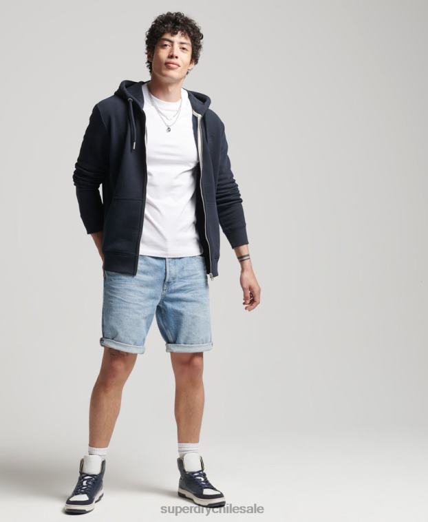 hombres Superdry Armada sudadera con capucha y cremallera de algodón orgánico con logo vintage bordado 2R68Z5183