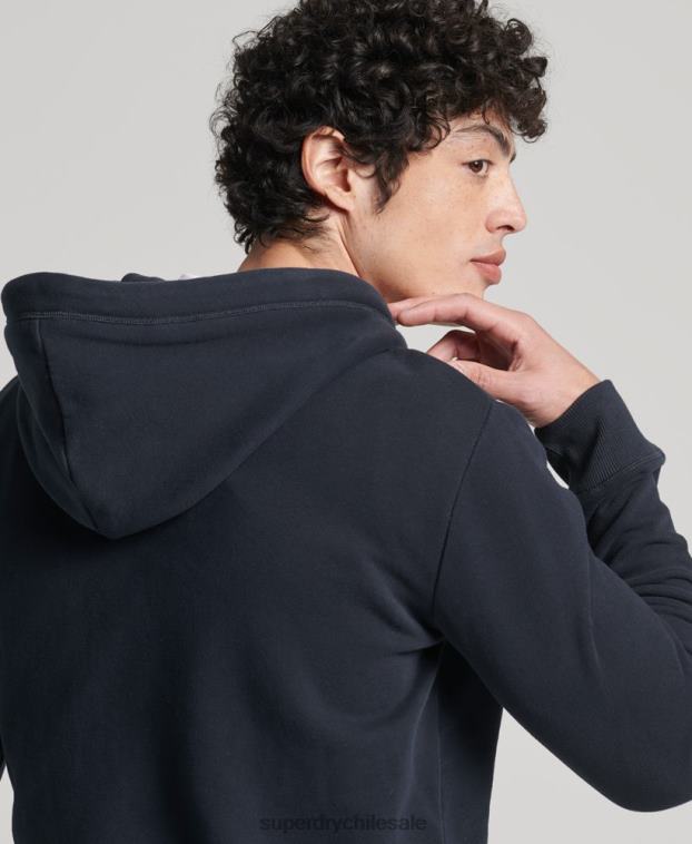 hombres Superdry Armada sudadera con capucha y cremallera de algodón orgánico con logo vintage bordado 2R68Z5183