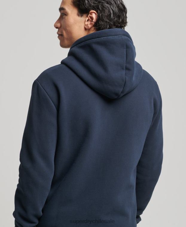 hombres Superdry Armada sudadera con capucha y cremallera de algodón orgánico con logo vintage bordado 2R68Z626