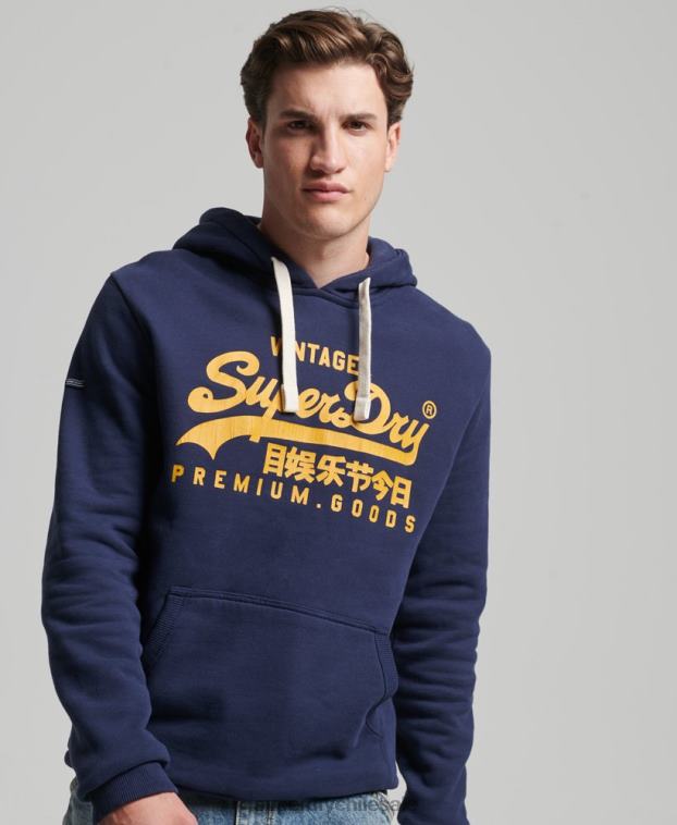 hombres Superdry Armada sudadera con capucha y logo vintage 2R68Z5045