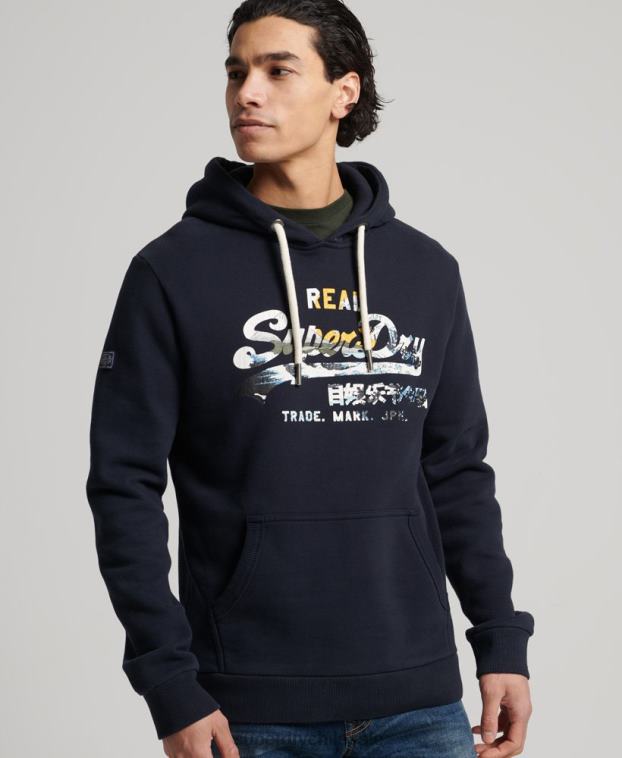 hombres Superdry Armada sudadera con capucha y logo vintage 2R68Z5186