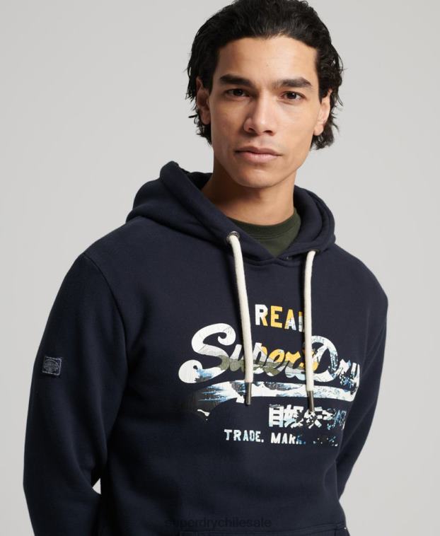 hombres Superdry Armada sudadera con capucha y logo vintage 2R68Z5186