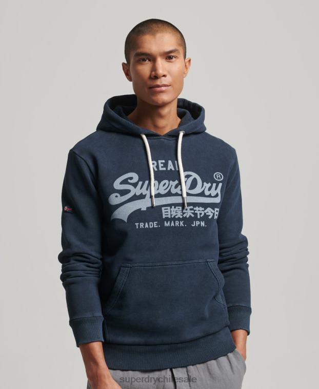 hombres Superdry Armada sudadera con capucha y logo vintage 2R68Z649