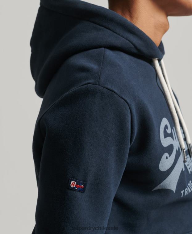 hombres Superdry Armada sudadera con capucha y logo vintage 2R68Z649