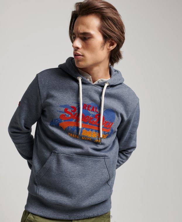 hombres Superdry Armada sudadera con capucha y logo vintage 2R68Z729