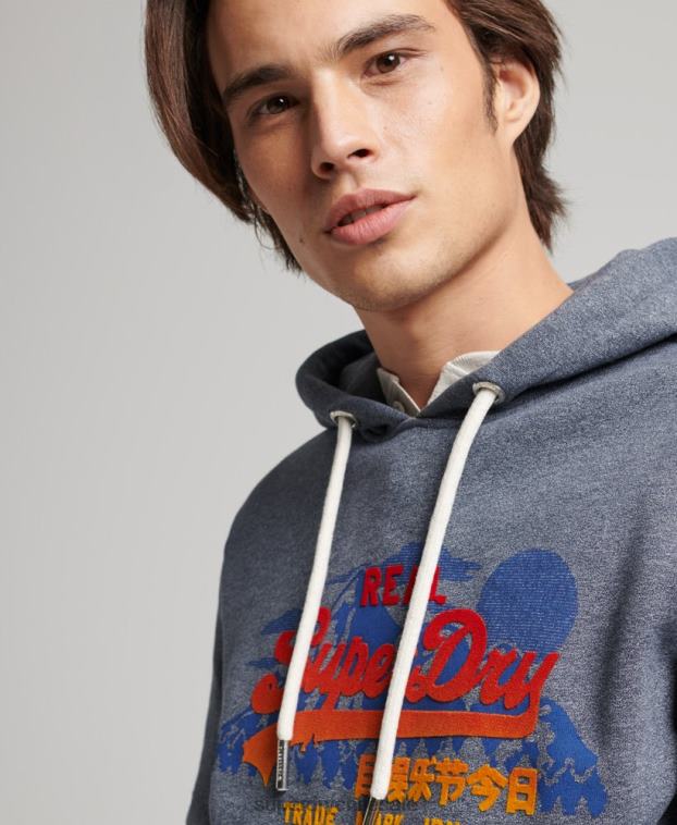 hombres Superdry Armada sudadera con capucha y logo vintage 2R68Z729