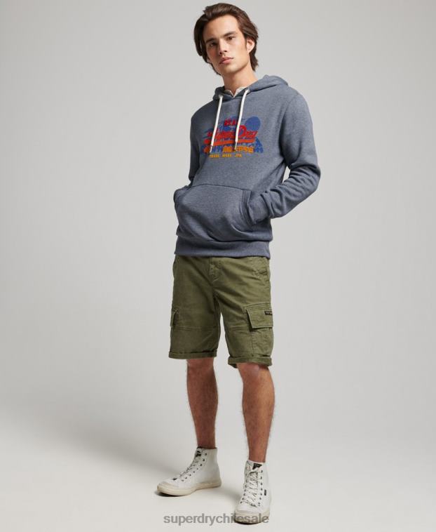 hombres Superdry Armada sudadera con capucha y logo vintage 2R68Z729