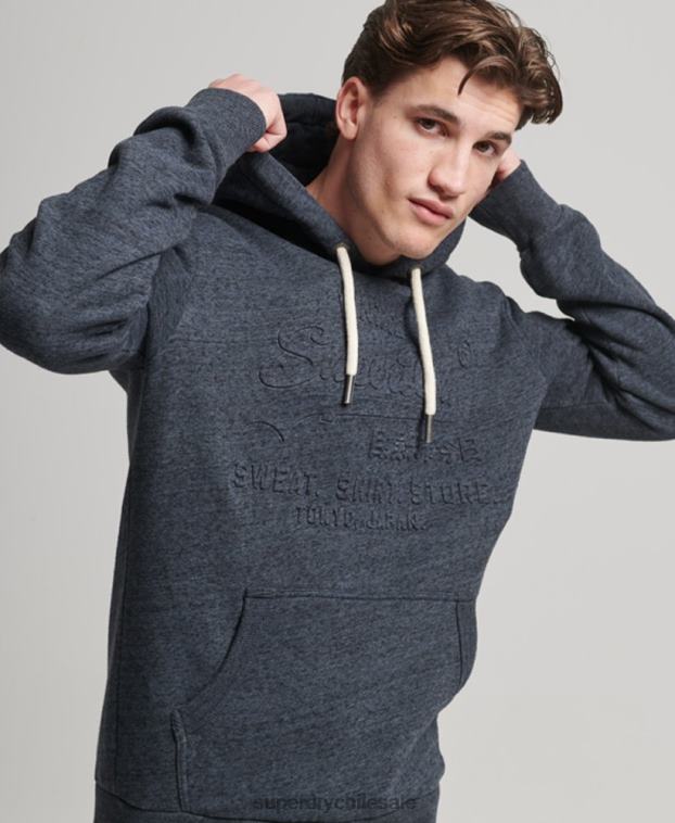 hombres Superdry Armada sudadera con capucha y logo vintage en relieve 2R68Z767