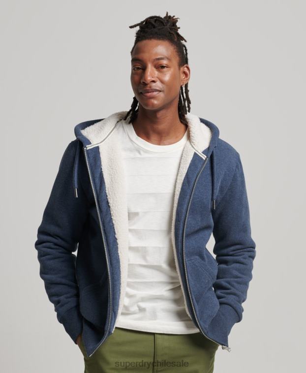 hombres Superdry Armada sudadera con cremallera y forro de borreguito esencial 2R68Z499