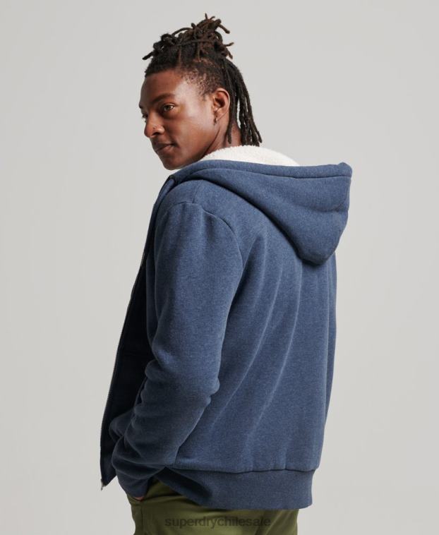 hombres Superdry Armada sudadera con cremallera y forro de borreguito esencial 2R68Z499