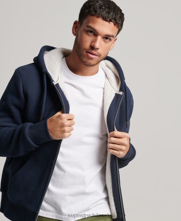 hombres Superdry Armada sudadera con cremallera y forro de borreguito esencial 2R68Z797