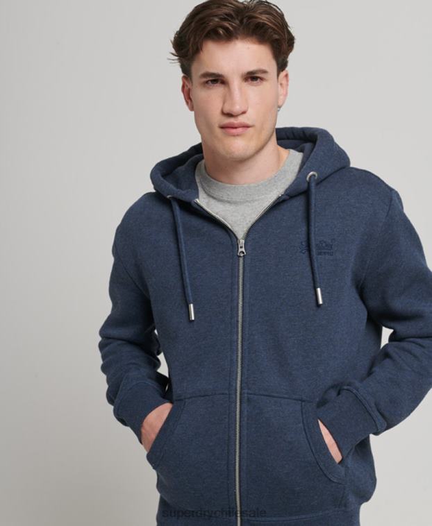 hombres Superdry Armada sudadera con cremallera y logo bordado 2R68Z459