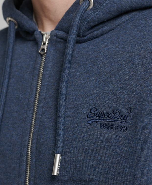 hombres Superdry Armada sudadera con cremallera y logo bordado 2R68Z459