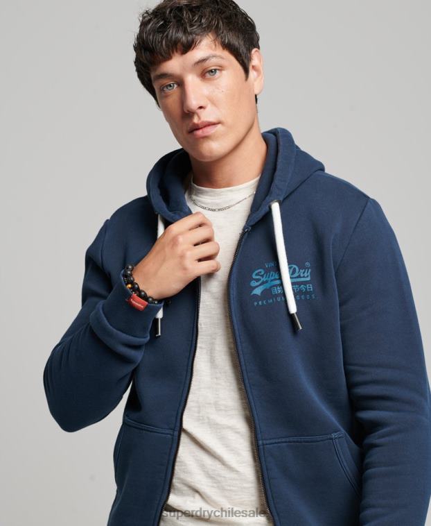 hombres Superdry Armada sudadera con cremallera y logo vintage 2R68Z456