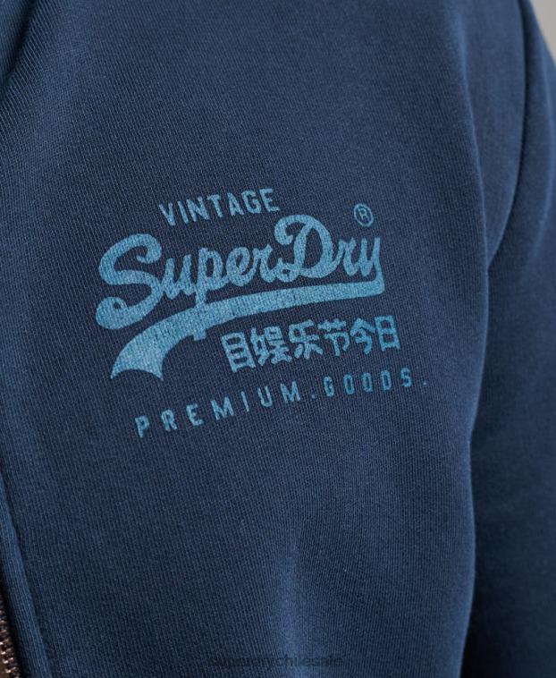 hombres Superdry Armada sudadera con cremallera y logo vintage 2R68Z456