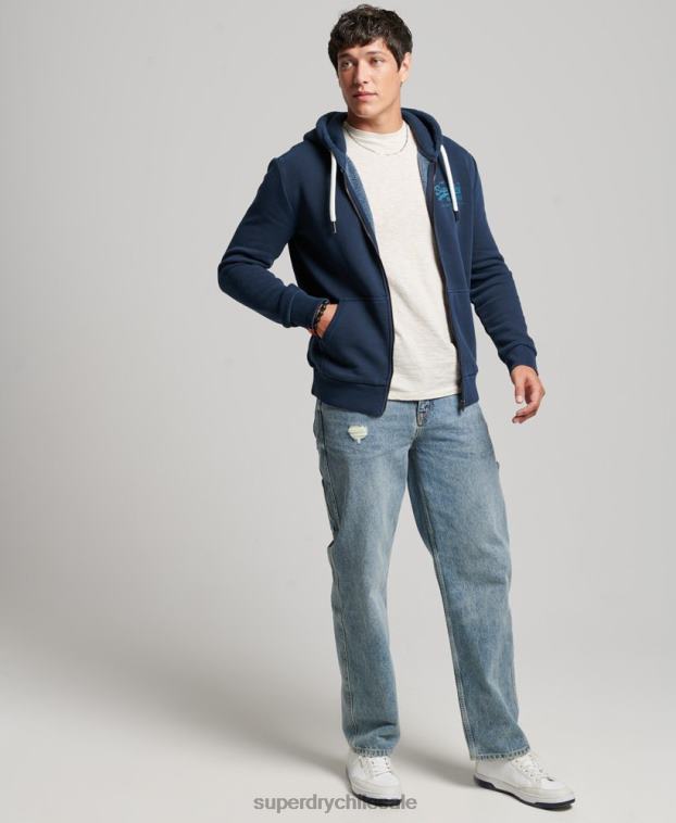 hombres Superdry Armada sudadera con cremallera y logo vintage 2R68Z456