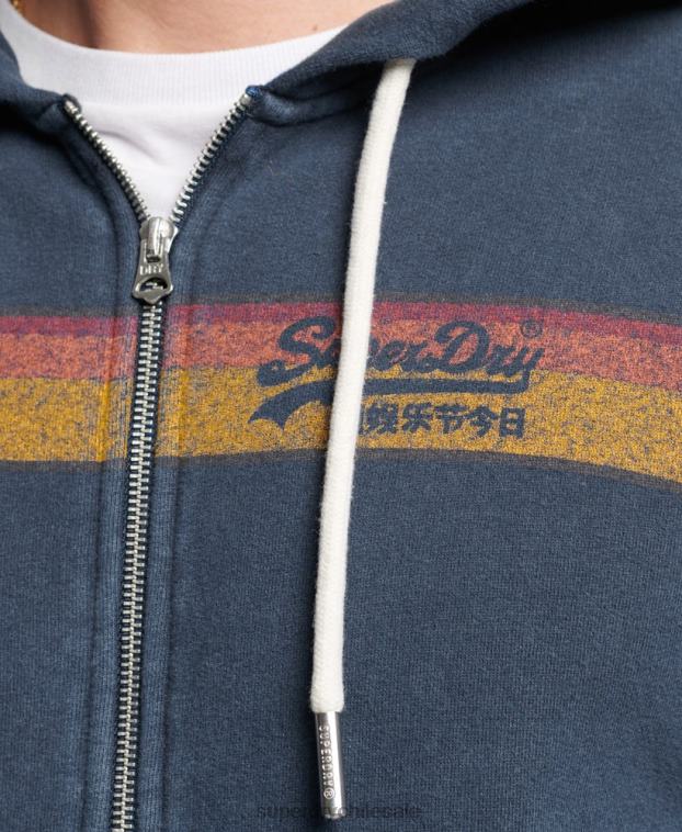 hombres Superdry Armada sudadera con cremallera y logo vintage cali 2R68Z454