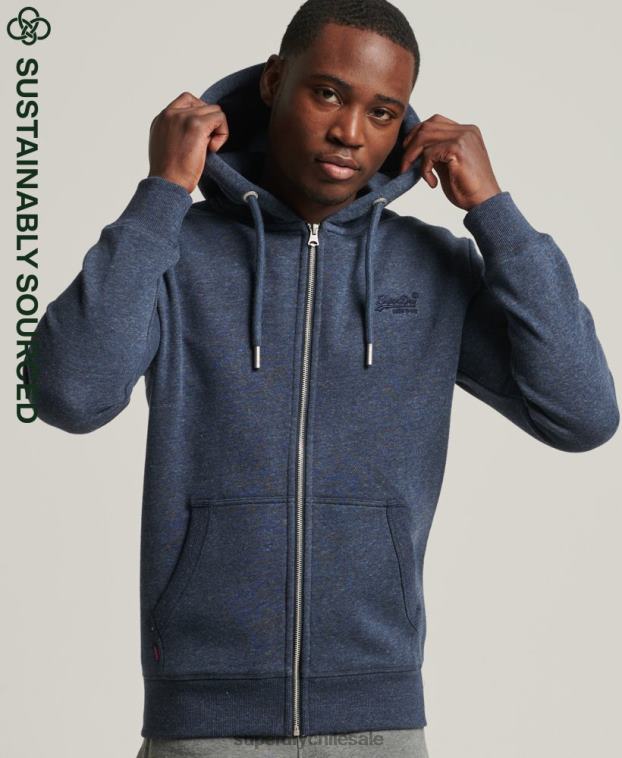 hombres Superdry Armada sudadera con cremallera y logo vintage de algodón orgánico 2R68Z669