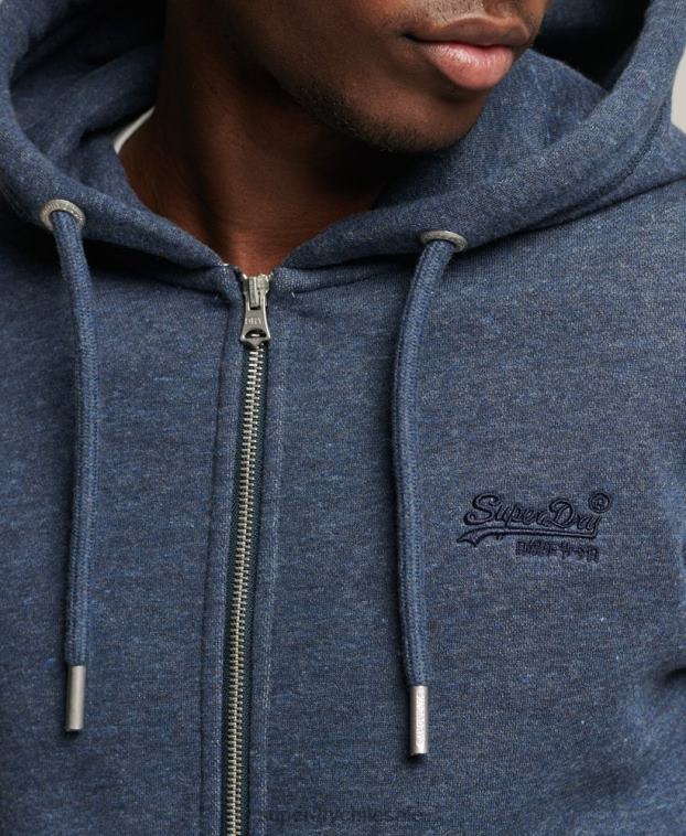 hombres Superdry Armada sudadera con cremallera y logo vintage de algodón orgánico 2R68Z669
