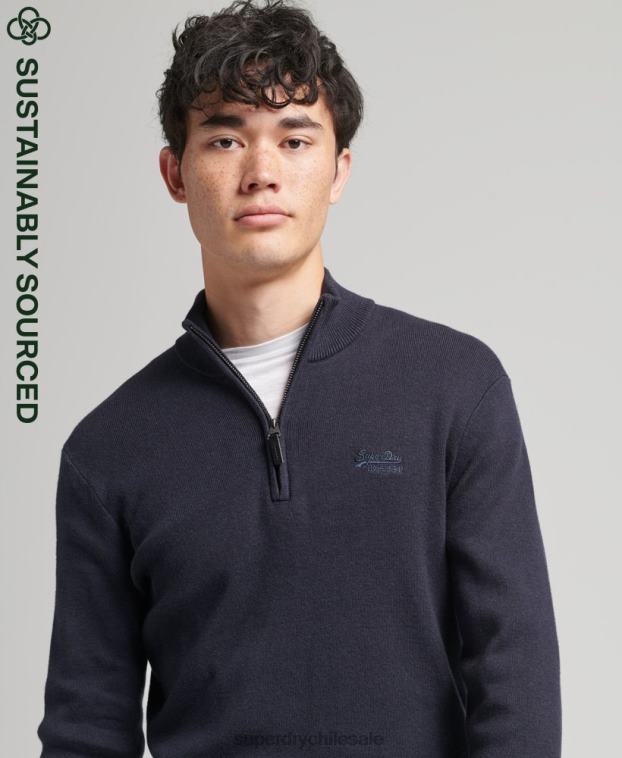 hombres Superdry Armada sudadera con cuello henley bordado de algodón orgánico 2R68Z5308