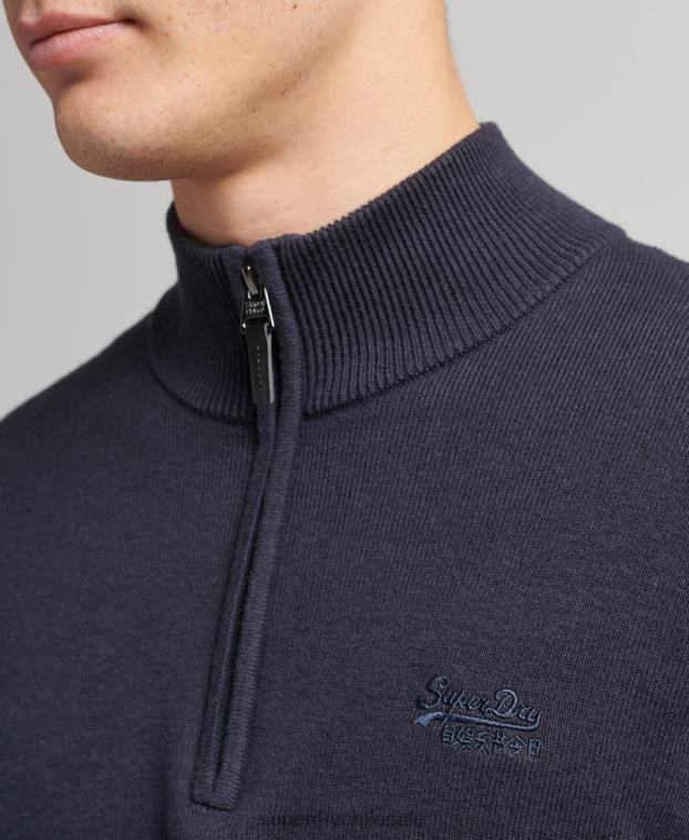 hombres Superdry Armada sudadera con cuello henley bordado de algodón orgánico 2R68Z5308