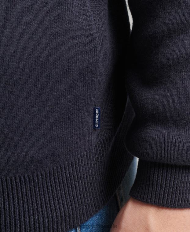 hombres Superdry Armada sudadera con cuello henley bordado de algodón orgánico 2R68Z5308