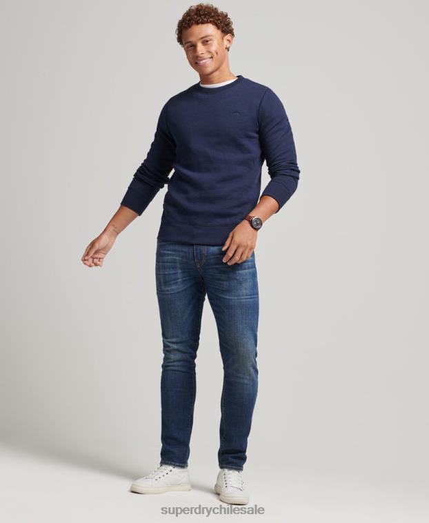 hombres Superdry Armada sudadera con cuello redondo y logo esencial de algodón orgánico 2R68Z5020