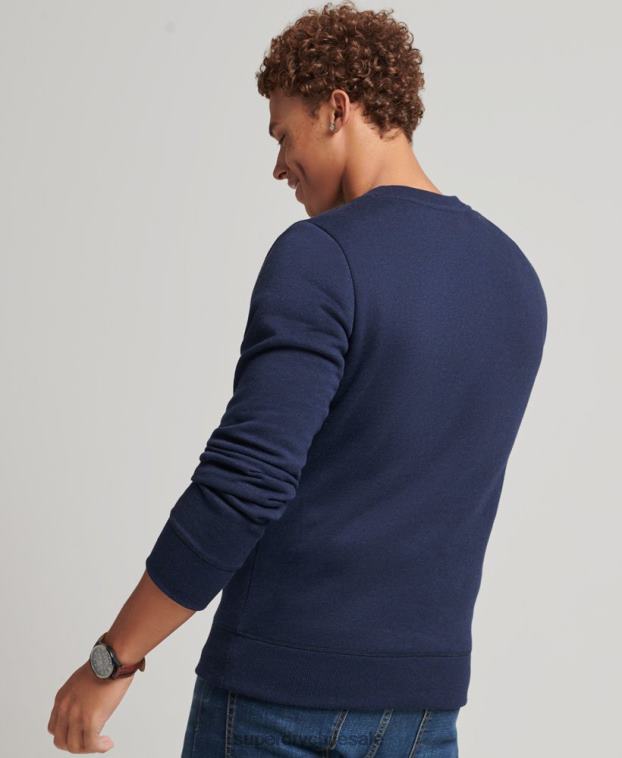 hombres Superdry Armada sudadera con cuello redondo y logo esencial de algodón orgánico 2R68Z5020