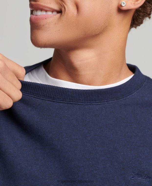 hombres Superdry Armada sudadera con cuello redondo y logo esencial de algodón orgánico 2R68Z5020