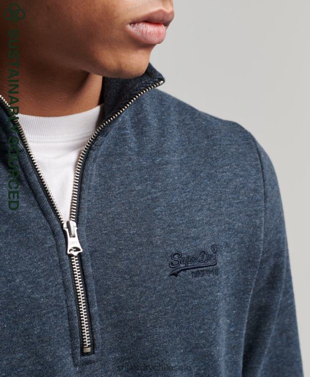 hombres Superdry Armada sudadera con cuello tunecino y cremallera con logo vintage de algodón orgánico 2R68Z5086
