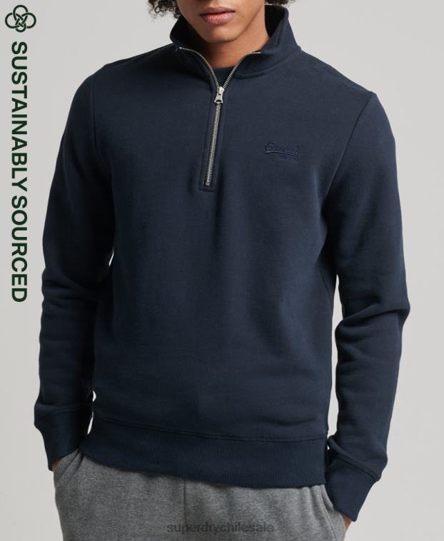hombres Superdry Armada sudadera con cuello tunecino y cremallera con logo vintage de algodón orgánico 2R68Z5229
