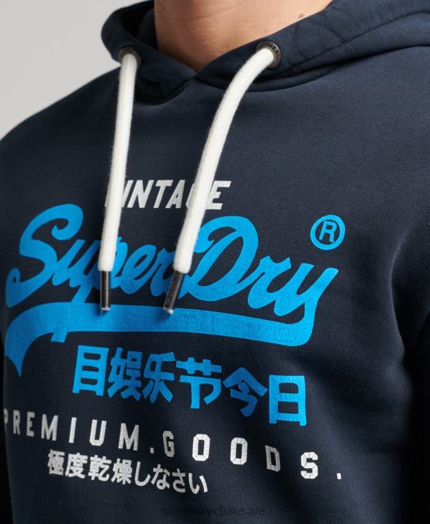 hombres Superdry Armada sudadera con logo vintage premium sobreteñida 2R68Z457