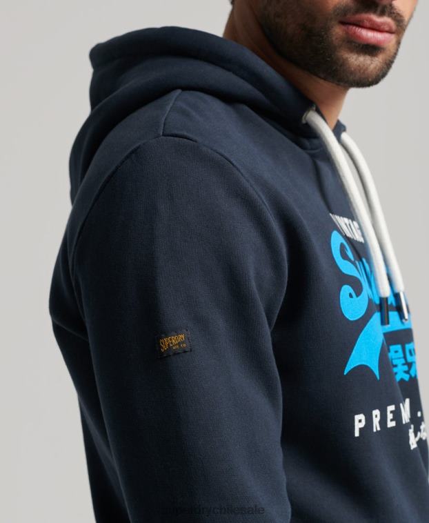 hombres Superdry Armada sudadera con logo vintage premium sobreteñida 2R68Z457