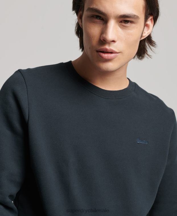 hombres Superdry Armada sudadera de algodón orgánico con logo vintage 2R68Z664