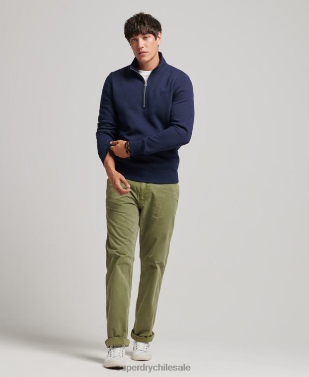 hombres Superdry Armada sudadera de algodón orgánico con media cremallera y logo esencial 2R68Z5062