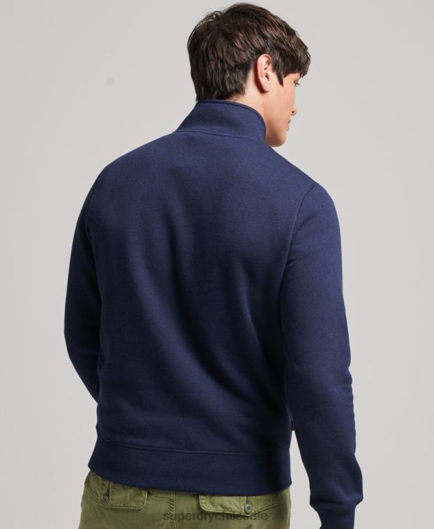 hombres Superdry Armada sudadera de algodón orgánico con media cremallera y logo esencial 2R68Z5062