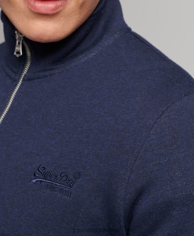 hombres Superdry Armada sudadera de algodón orgánico con media cremallera y logo esencial 2R68Z5062