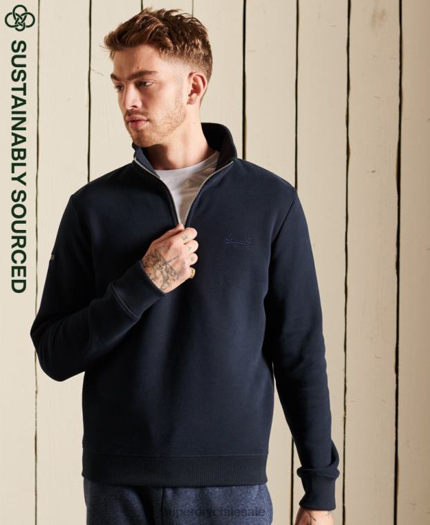 hombres Superdry Armada sudadera henley con cremallera y logo bordado 2R68Z5038