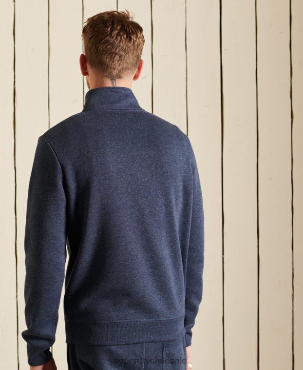 hombres Superdry Armada sudadera henley con cremallera y logo bordado 2R68Z5138