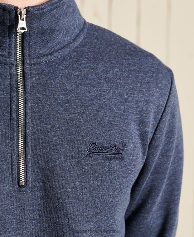 hombres Superdry Armada sudadera henley con cremallera y logo bordado 2R68Z5138
