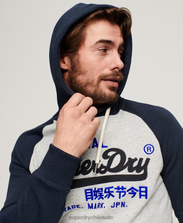 hombres Superdry Armada sudadera raglan heritage con logo vintage de algodón orgánico 2R68Z479