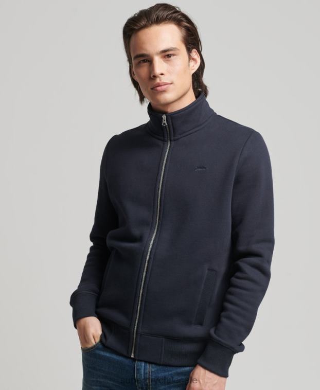 hombres Superdry Armada top deportivo de algodón orgánico con cremallera y logo vintage 2R68Z5041
