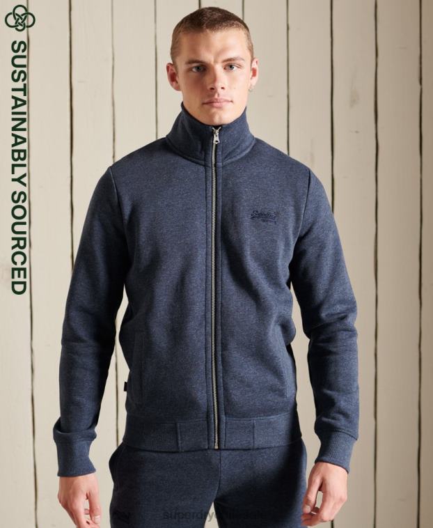 hombres Superdry Armada top deportivo de algodón orgánico con cremallera y logo vintage 2R68Z5136
