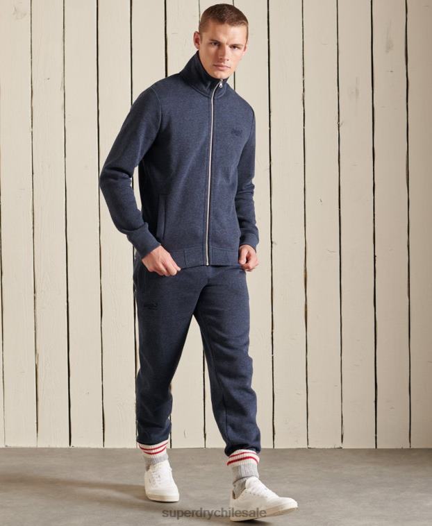 hombres Superdry Armada top deportivo de algodón orgánico con cremallera y logo vintage 2R68Z5136