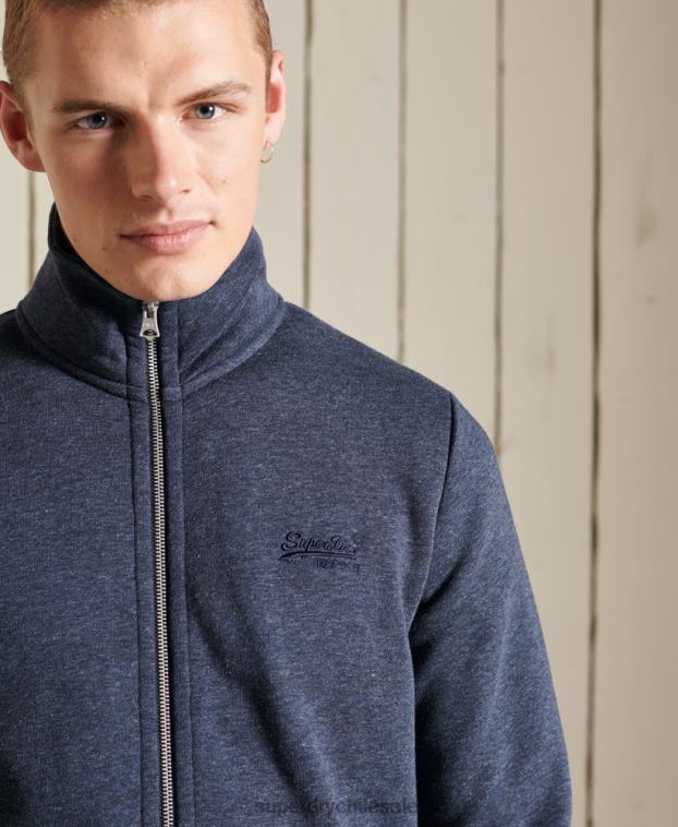 hombres Superdry Armada top deportivo de algodón orgánico con cremallera y logo vintage 2R68Z5136