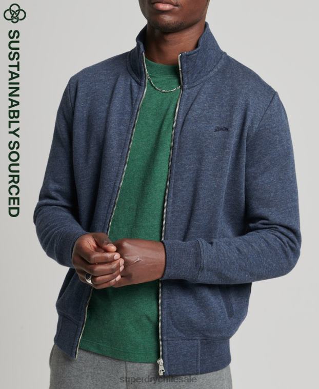 hombres Superdry Armada top deportivo de algodón orgánico con cremallera y logo vintage 2R68Z5154