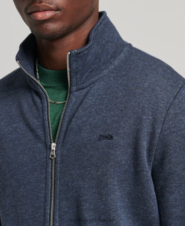 hombres Superdry Armada top deportivo de algodón orgánico con cremallera y logo vintage 2R68Z5154